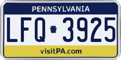 PA license plate LFQ3925