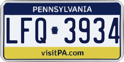 PA license plate LFQ3934