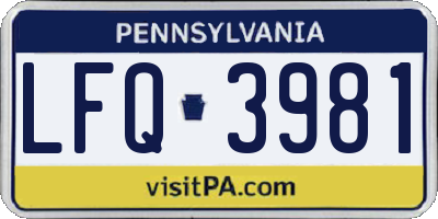 PA license plate LFQ3981