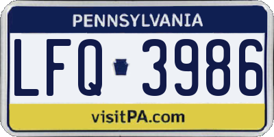 PA license plate LFQ3986