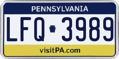 PA license plate LFQ3989