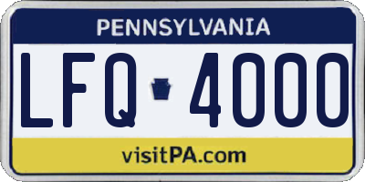 PA license plate LFQ4000