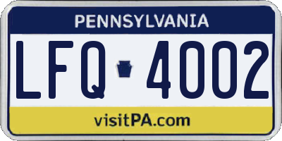PA license plate LFQ4002