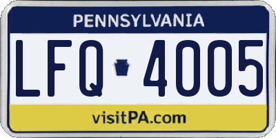 PA license plate LFQ4005