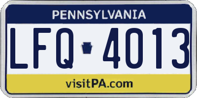 PA license plate LFQ4013