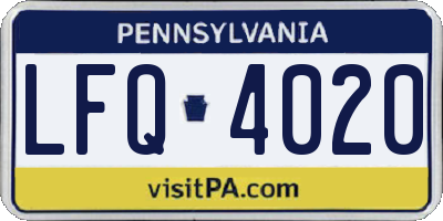 PA license plate LFQ4020