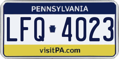 PA license plate LFQ4023