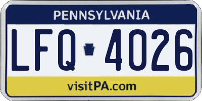 PA license plate LFQ4026