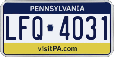 PA license plate LFQ4031