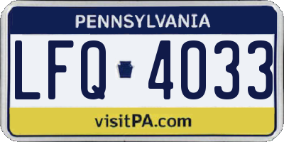 PA license plate LFQ4033