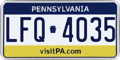 PA license plate LFQ4035