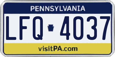 PA license plate LFQ4037