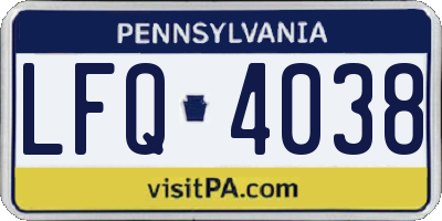 PA license plate LFQ4038