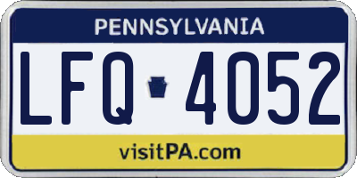 PA license plate LFQ4052