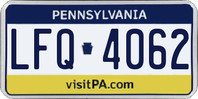 PA license plate LFQ4062