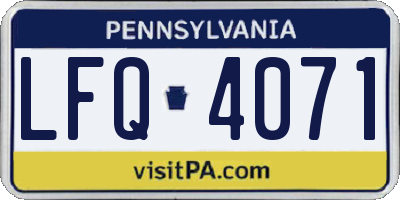PA license plate LFQ4071