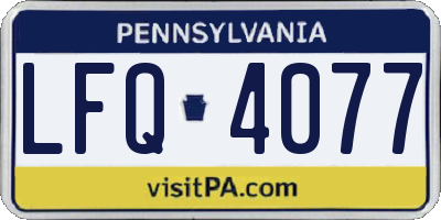 PA license plate LFQ4077