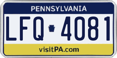 PA license plate LFQ4081
