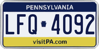 PA license plate LFQ4092