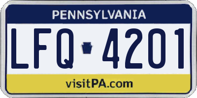 PA license plate LFQ4201