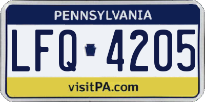 PA license plate LFQ4205