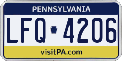 PA license plate LFQ4206