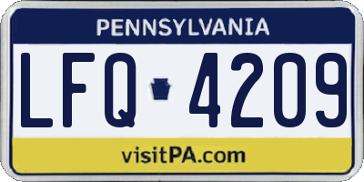 PA license plate LFQ4209