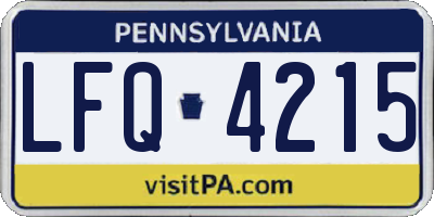 PA license plate LFQ4215