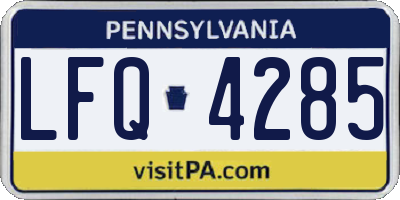 PA license plate LFQ4285