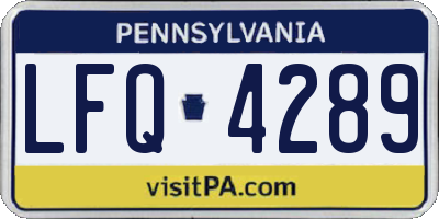 PA license plate LFQ4289