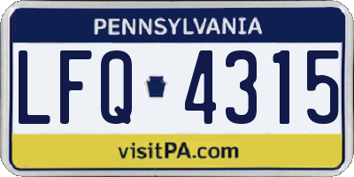 PA license plate LFQ4315