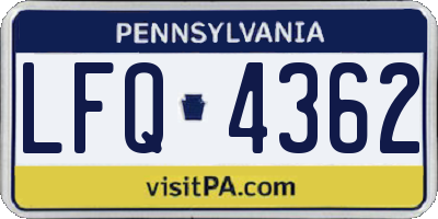 PA license plate LFQ4362