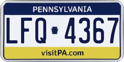PA license plate LFQ4367