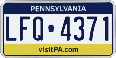 PA license plate LFQ4371