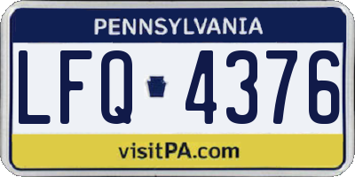 PA license plate LFQ4376