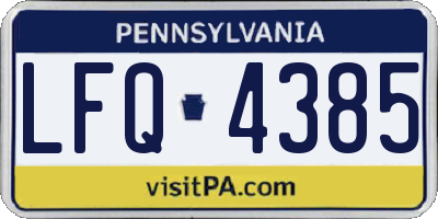 PA license plate LFQ4385