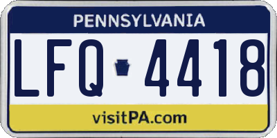 PA license plate LFQ4418