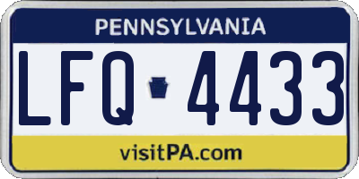 PA license plate LFQ4433