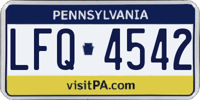 PA license plate LFQ4542