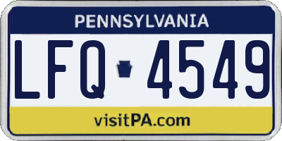 PA license plate LFQ4549