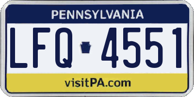 PA license plate LFQ4551