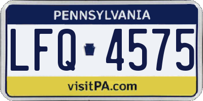 PA license plate LFQ4575