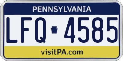 PA license plate LFQ4585