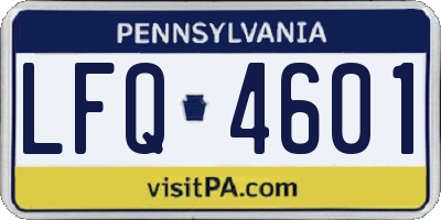 PA license plate LFQ4601