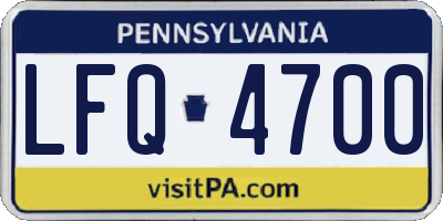 PA license plate LFQ4700