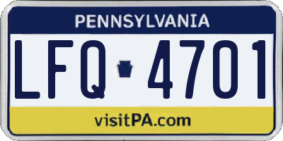 PA license plate LFQ4701