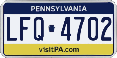 PA license plate LFQ4702