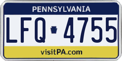 PA license plate LFQ4755
