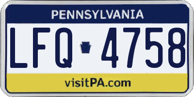 PA license plate LFQ4758