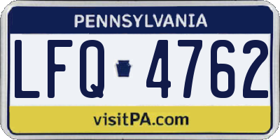 PA license plate LFQ4762